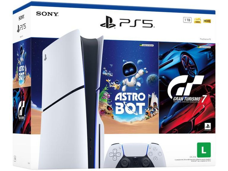 PlayStation 5 Slim Disk 1TB 1 Controle Branco Sony com 2 Jogos — Sony